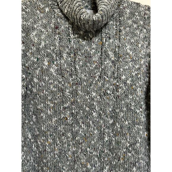 Illustrations Women's Cable Knit Turtle Neck Sweater Size S Marled Gray - Picture 2 of 4